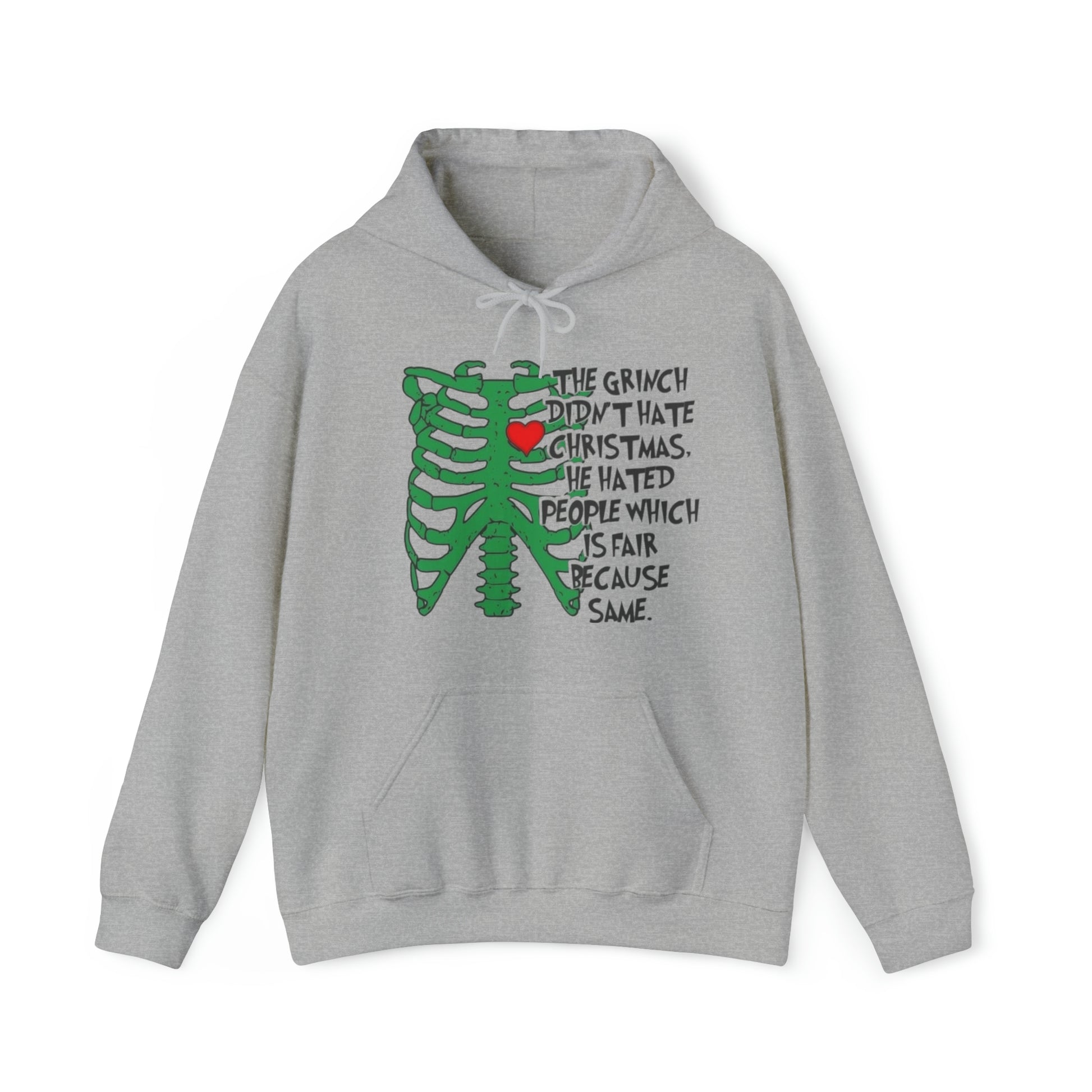 Grinch Hates People, Not Christmas™ Hooded Sweatshirt Printify