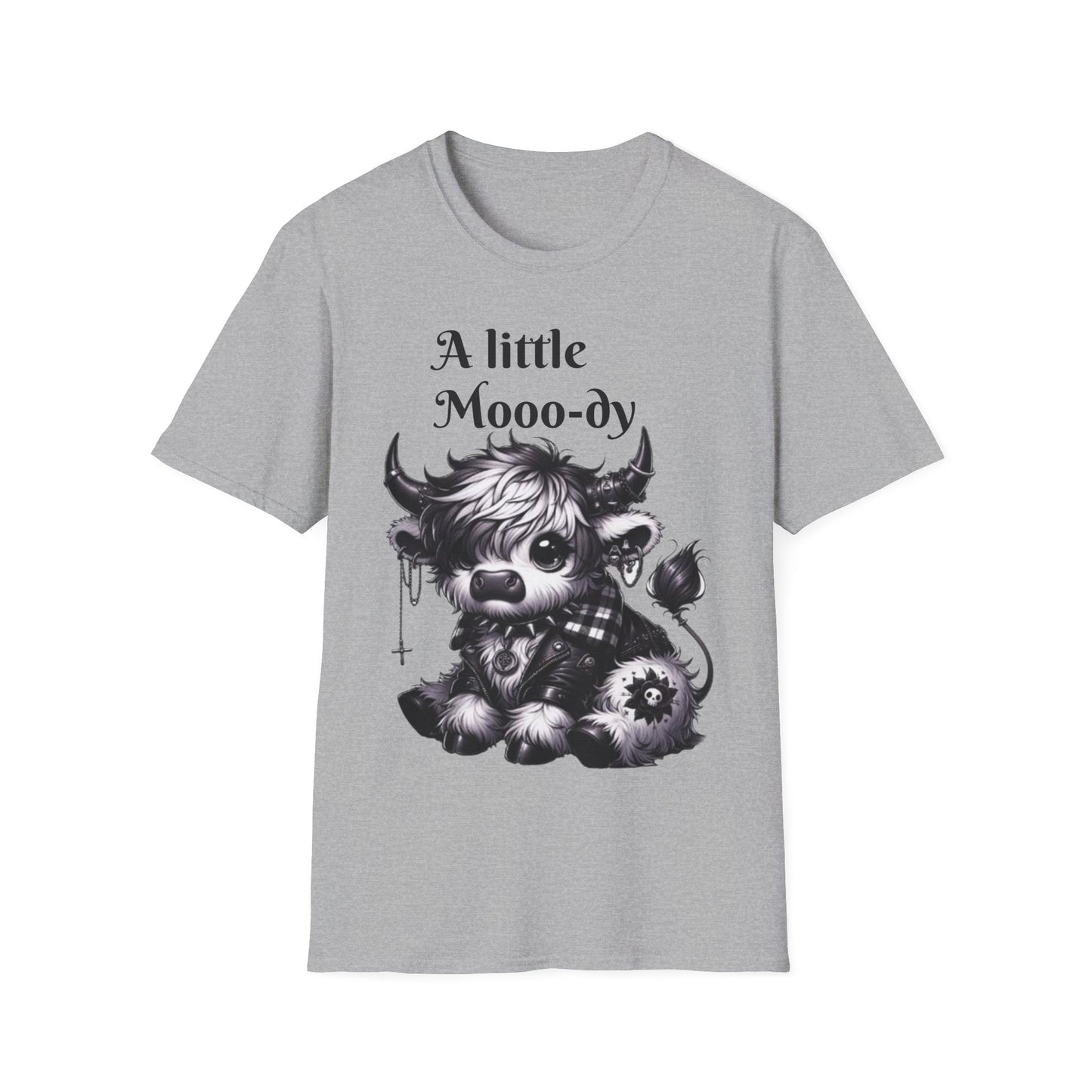 Cute Cow Graphic Tee, Unisex Softstyle T-Shirt, Funny Animal Shirt, Farmhouse Decor, Gift for Animal Lovers Printify