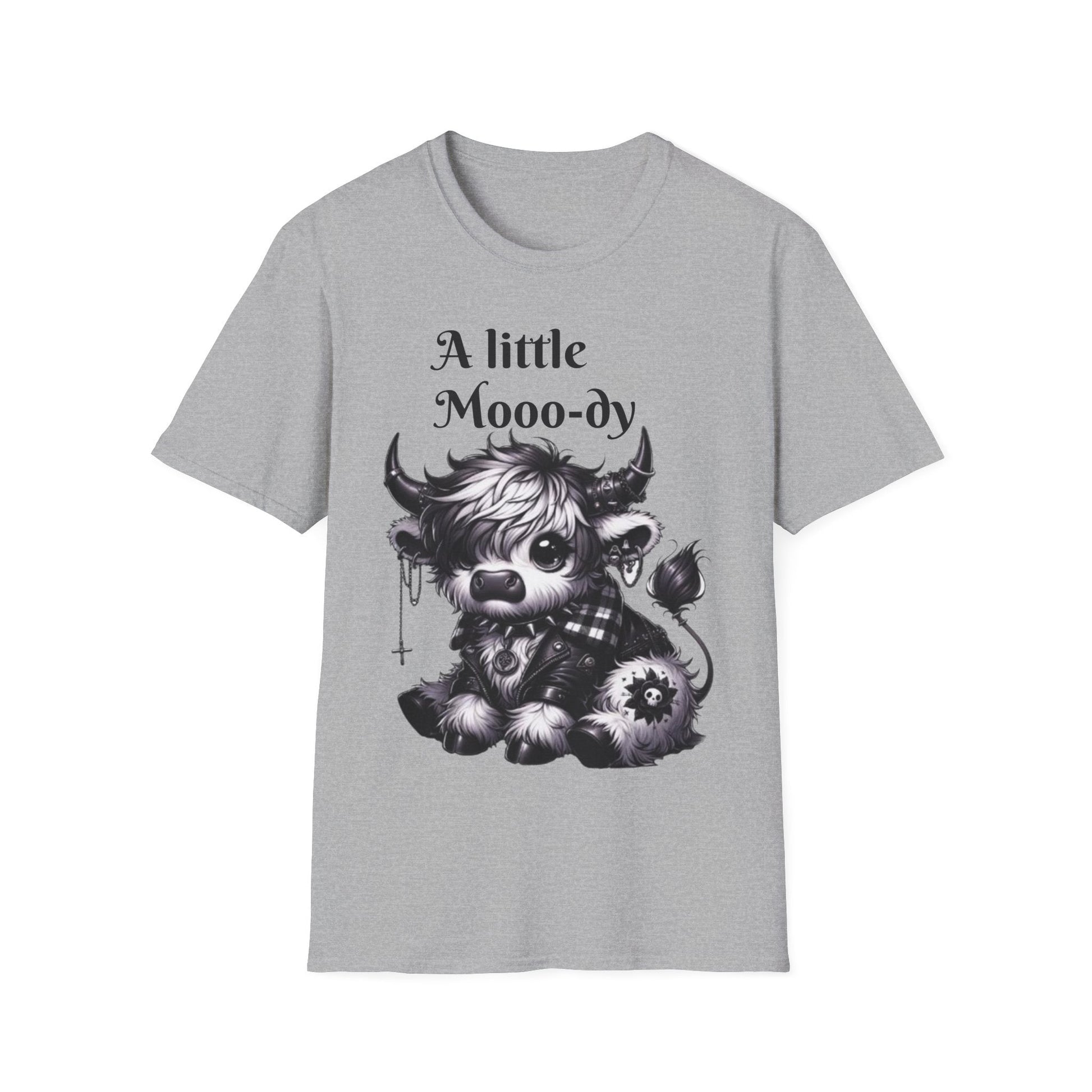 Cute Cow Graphic Tee, Unisex Softstyle T-Shirt, Funny Animal Shirt, Farmhouse Decor, Gift for Animal Lovers Printify