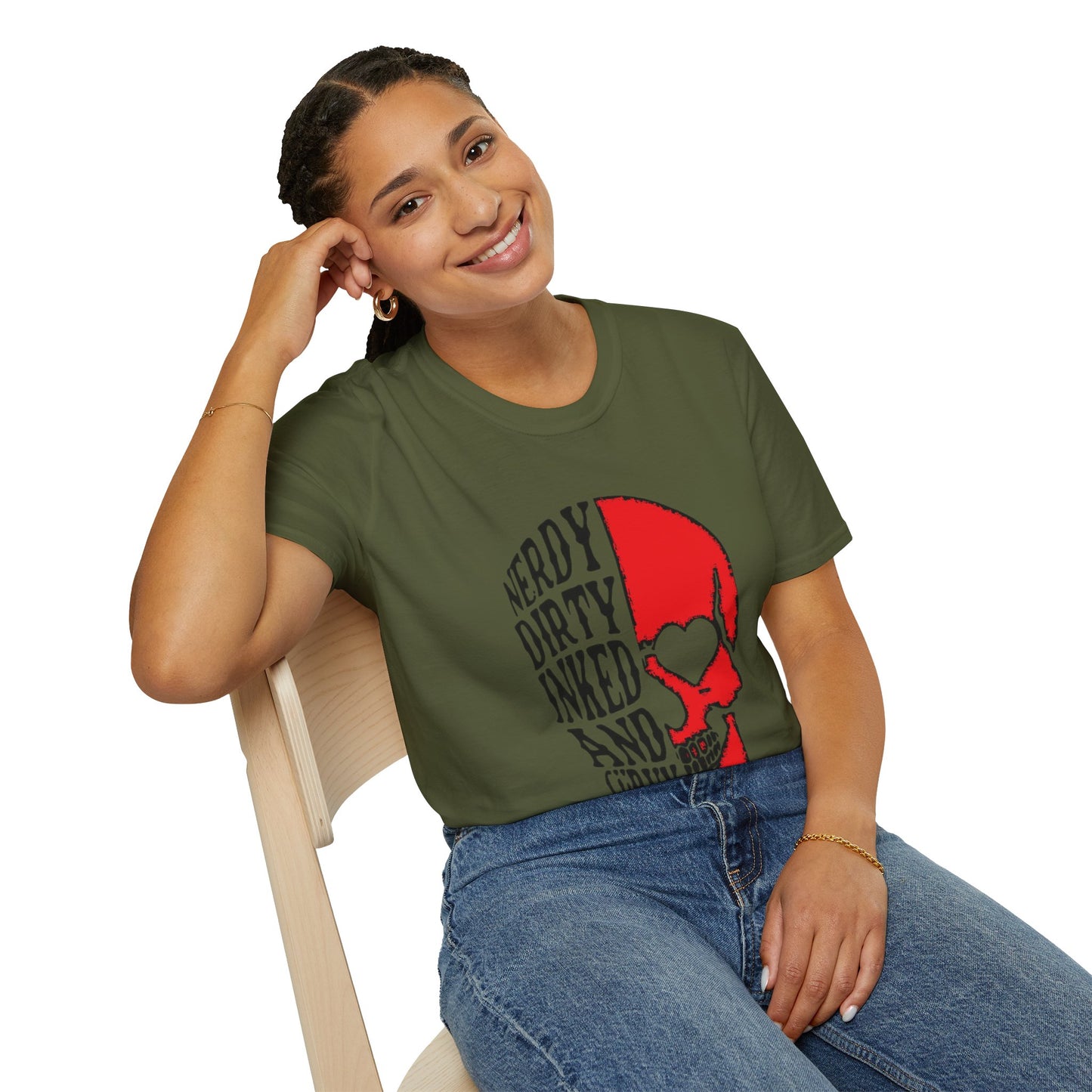 Nerdy, Dirty, Inked, and Curvy T-Shirt Printify