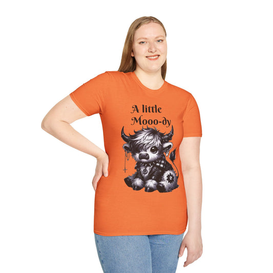 Cute Cow Graphic Tee, Unisex Softstyle T-Shirt, Funny Animal Shirt, Farmhouse Decor, Gift for Animal Lovers Printify