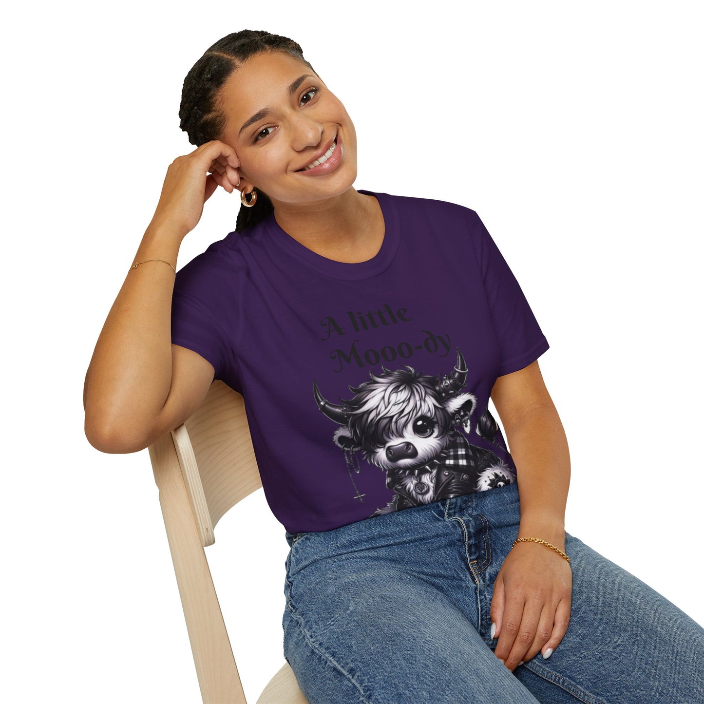Cute Cow Graphic Tee, Unisex Softstyle T-Shirt, Funny Animal Shirt, Farmhouse Decor, Gift for Animal Lovers