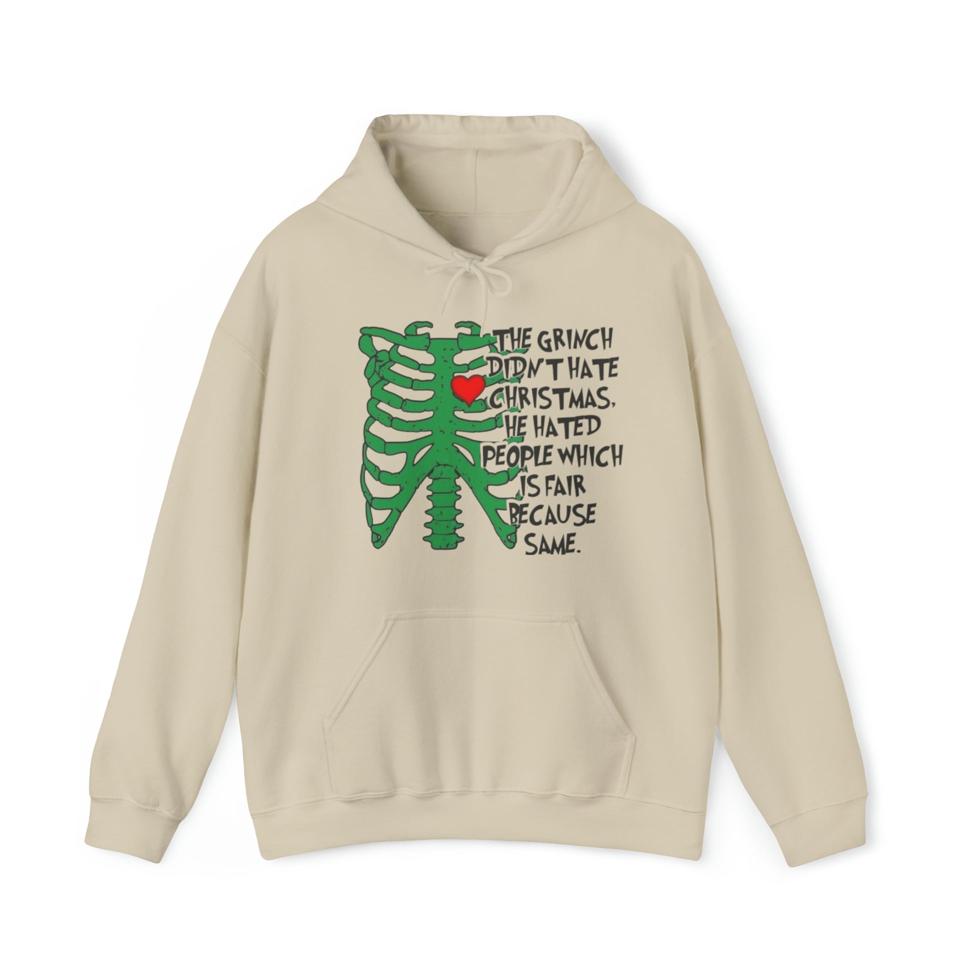Grinch Hates People, Not Christmas™ Hooded Sweatshirt Printify