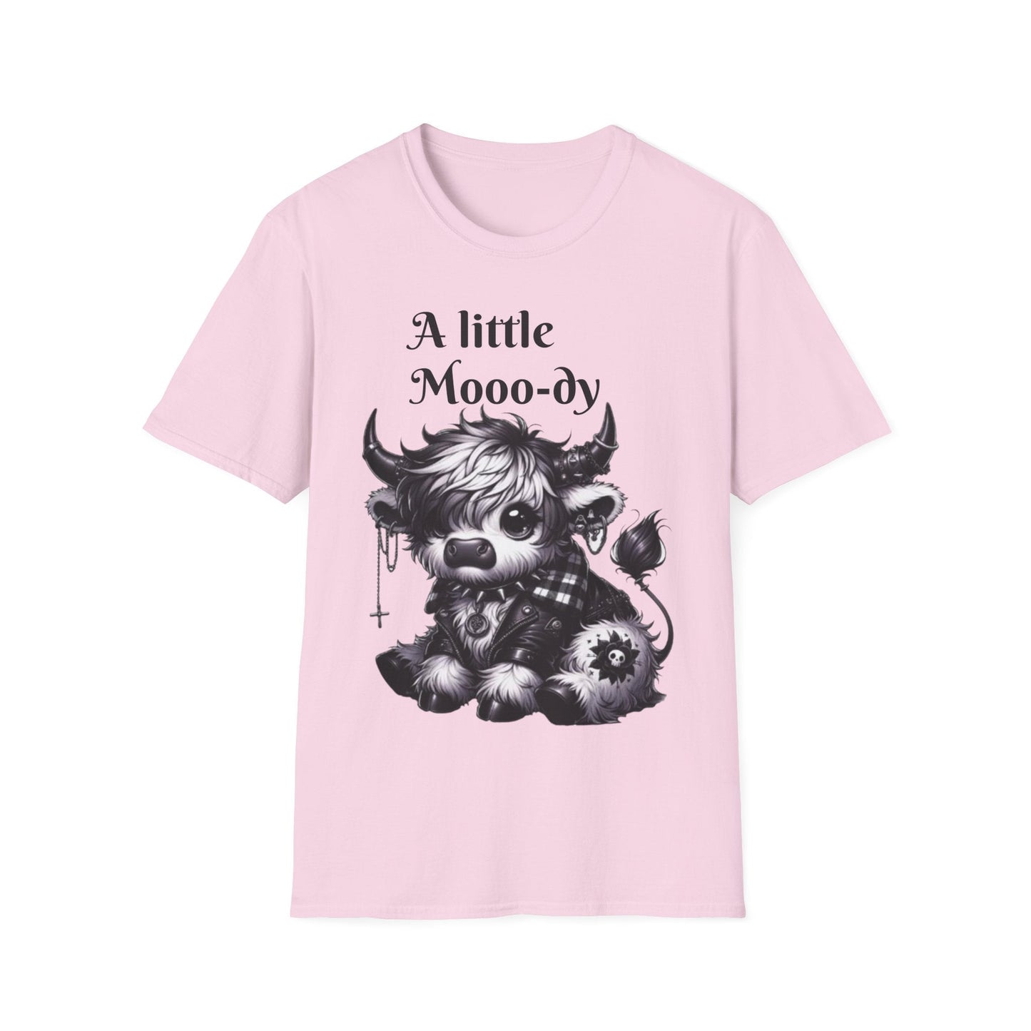 Cute Cow Graphic Tee, Unisex Softstyle T-Shirt, Funny Animal Shirt, Farmhouse Decor, Gift for Animal Lovers Printify