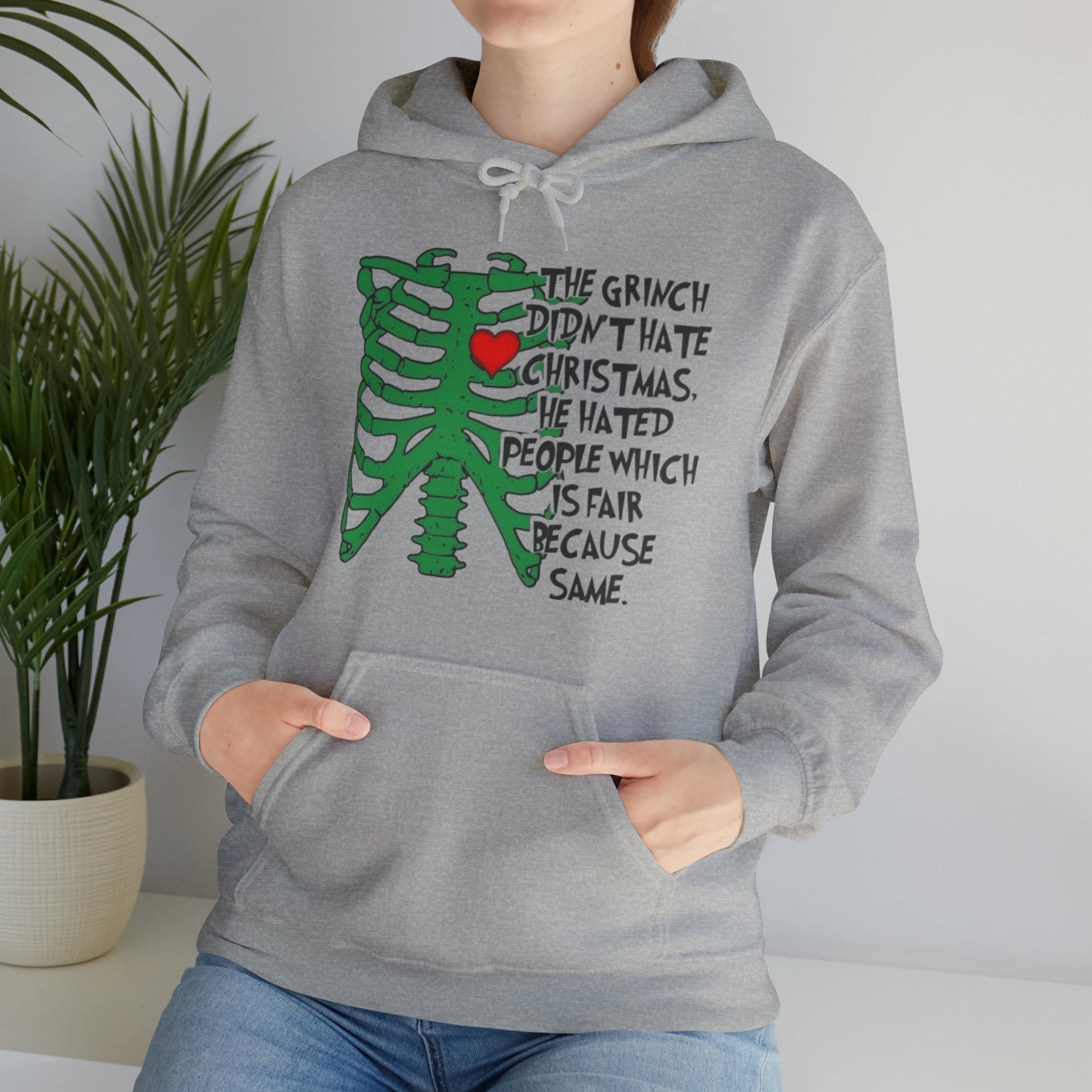 Grinch Hates People, Not Christmas™ Hooded Sweatshirt Printify