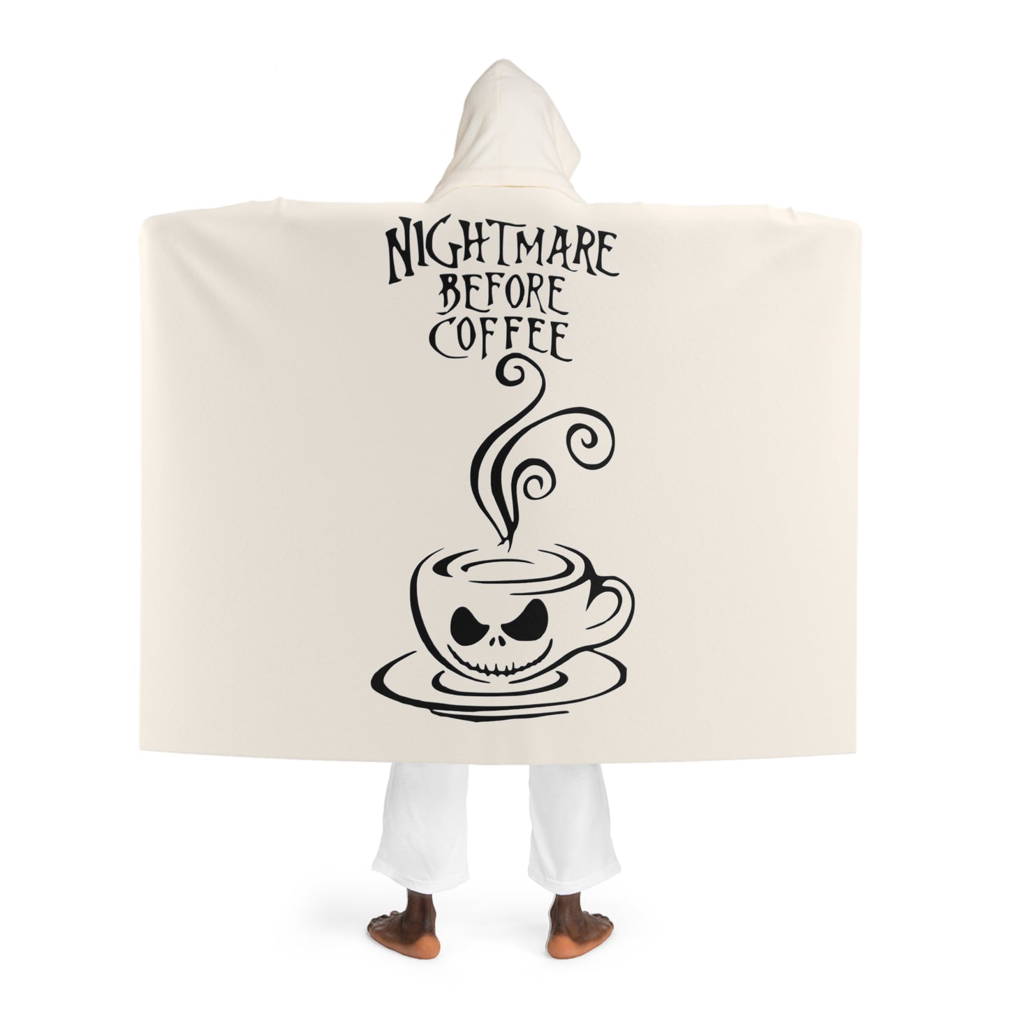 "Nightmare Before Coffee" Fleece Blanket with hood