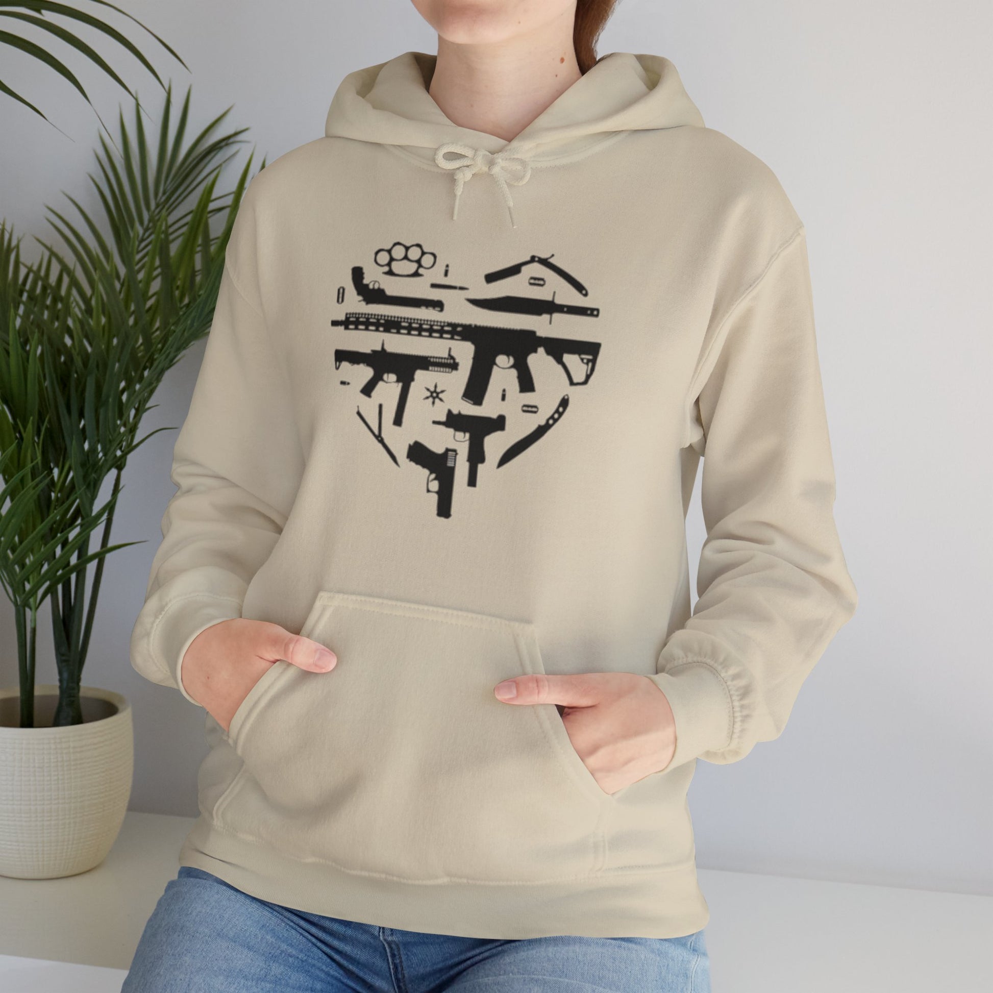 Love Guns Hooded Sweatshirt Printify