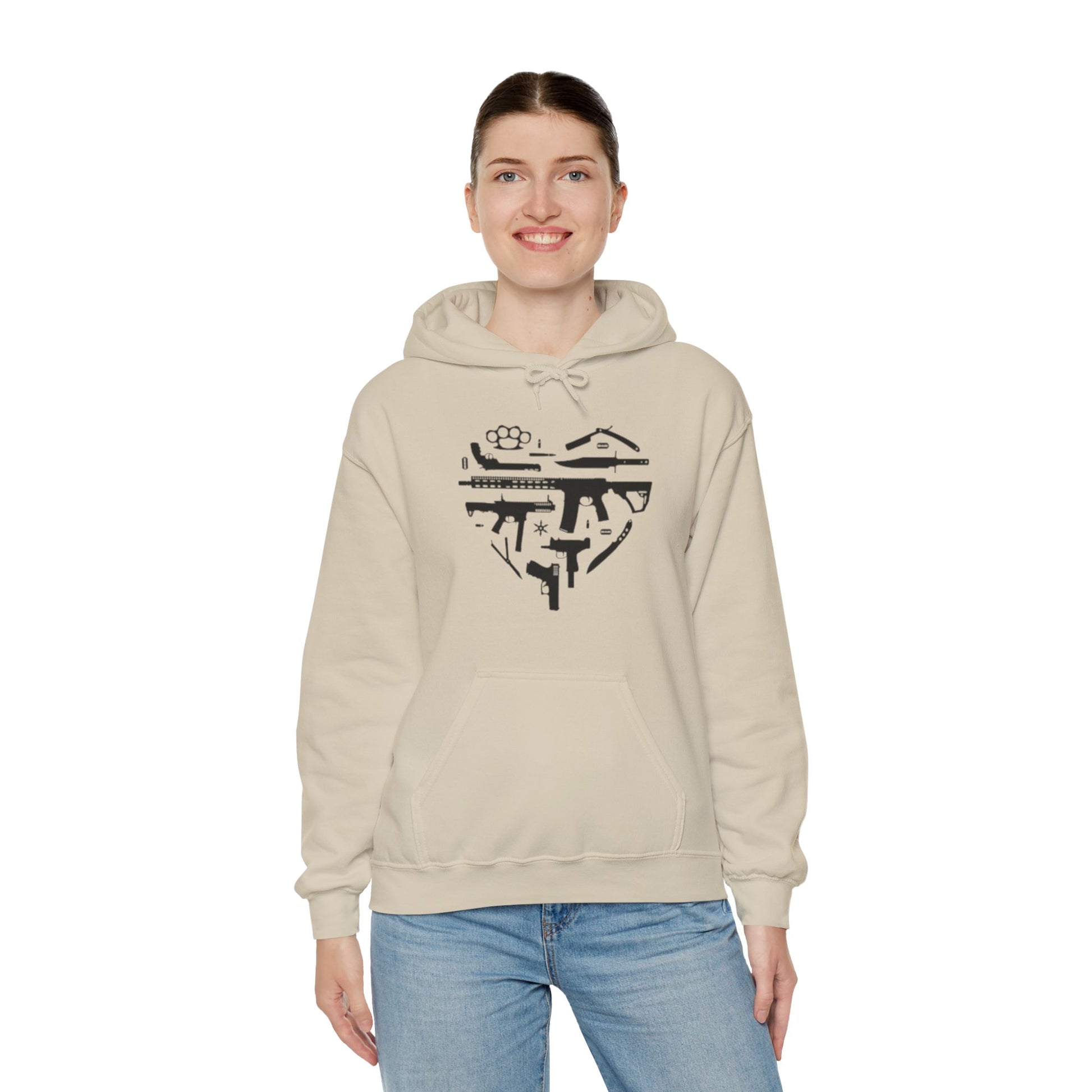 Love Guns Hooded Sweatshirt Printify