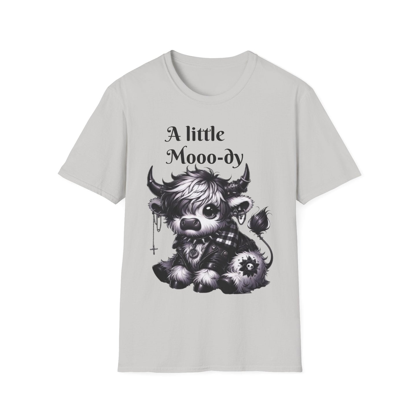 Cute Cow Graphic Tee, Unisex Softstyle T-Shirt, Funny Animal Shirt, Farmhouse Decor, Gift for Animal Lovers Printify