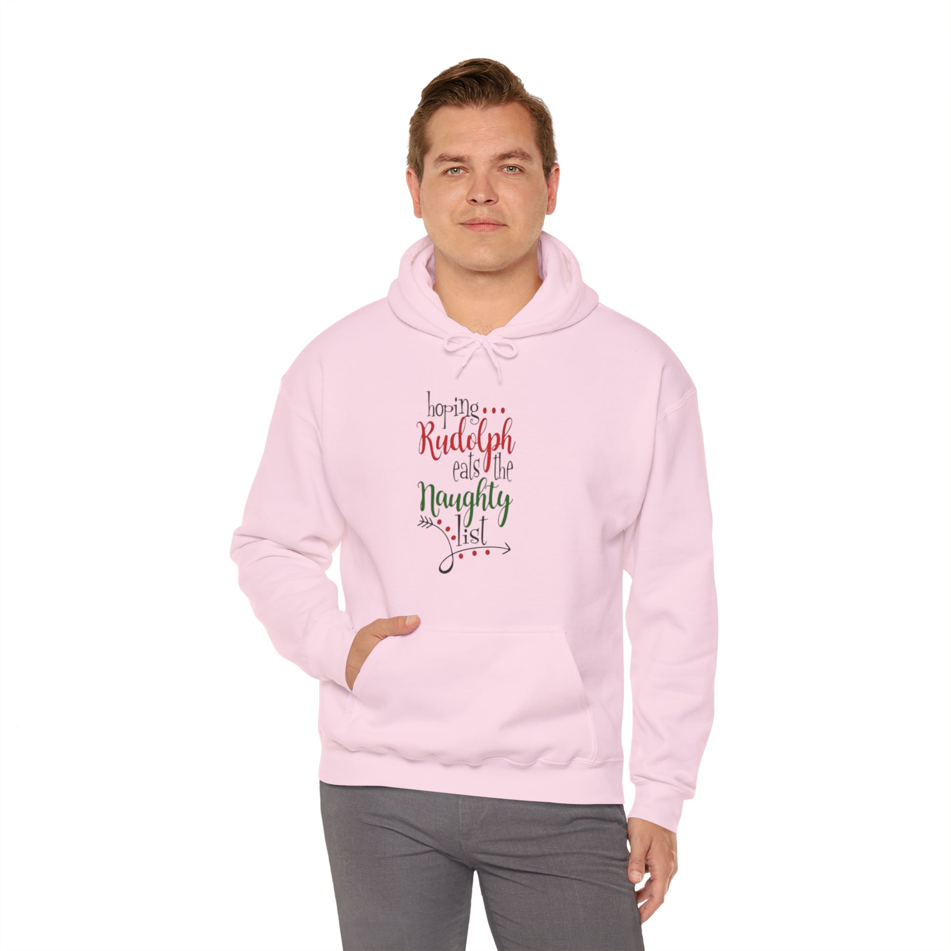 Hoping Rudolph Eats the Naughty List™ Hooded Sweatshirt Printify