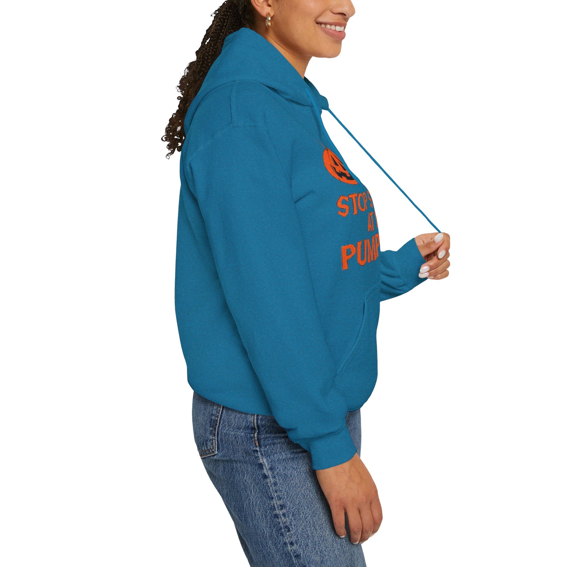 Stop Staring at My Pumpkins Hooded Sweatshirt Printify