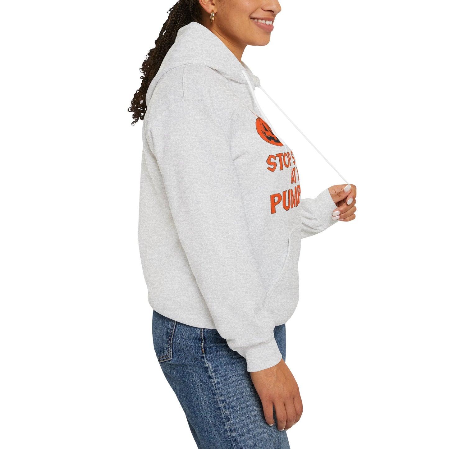 Stop Staring at My Pumpkins Hooded Sweatshirt Printify