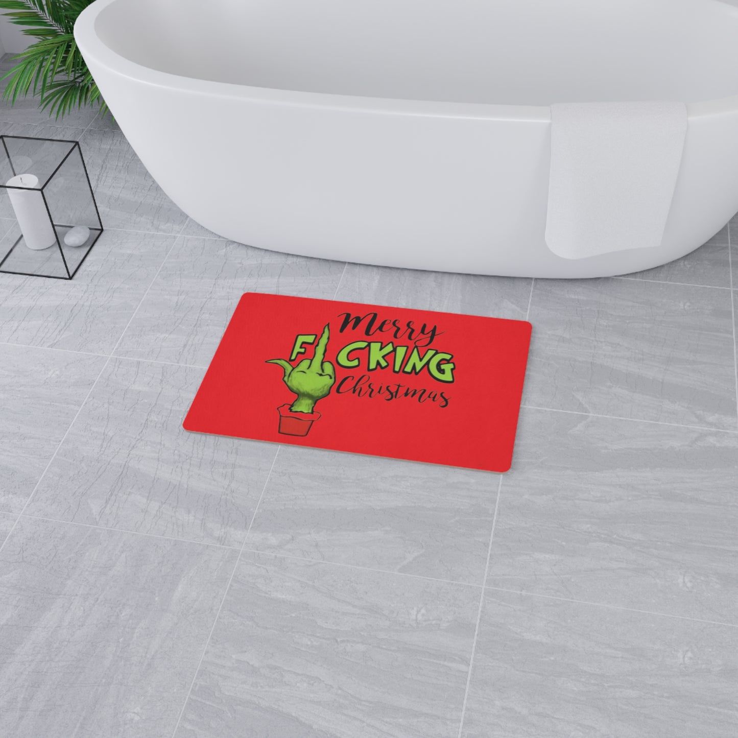 F!ck Christmas Floor Mat Printify