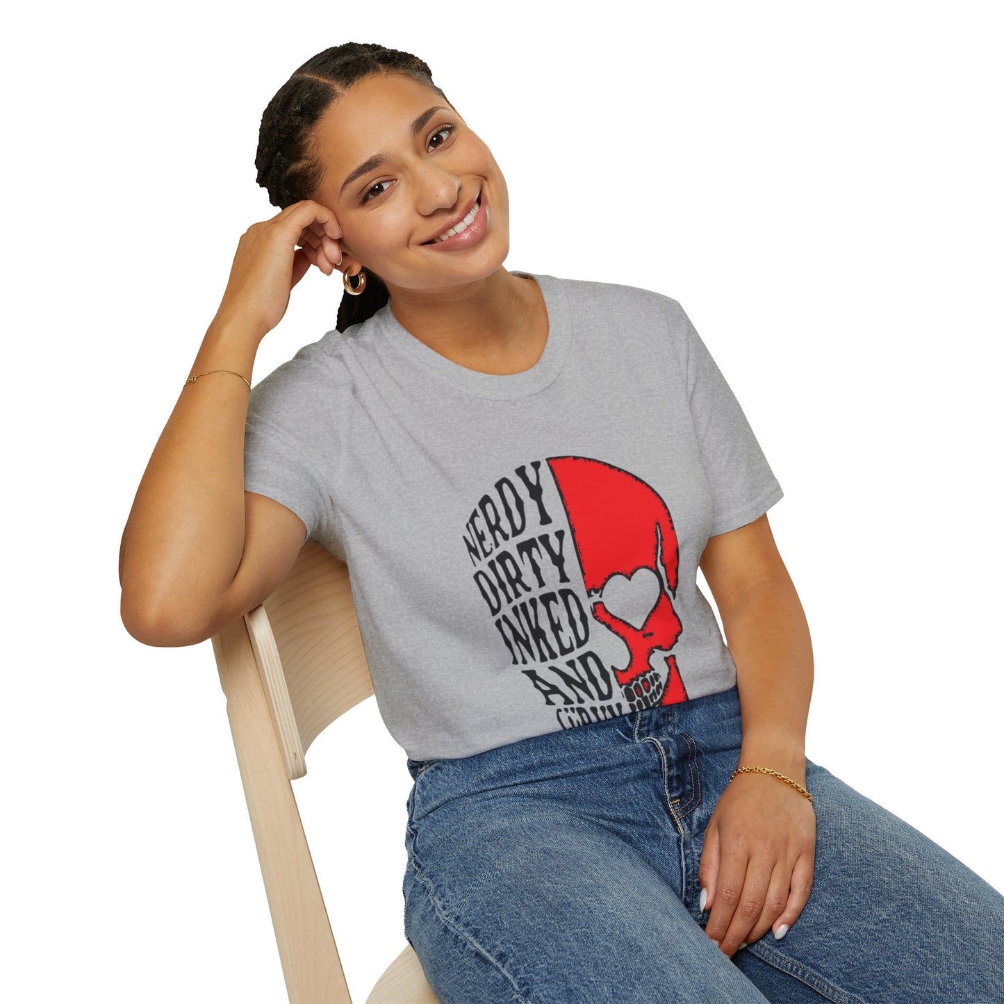 Nerdy, Dirty, Inked, and Curvy  T-Shirt Printify