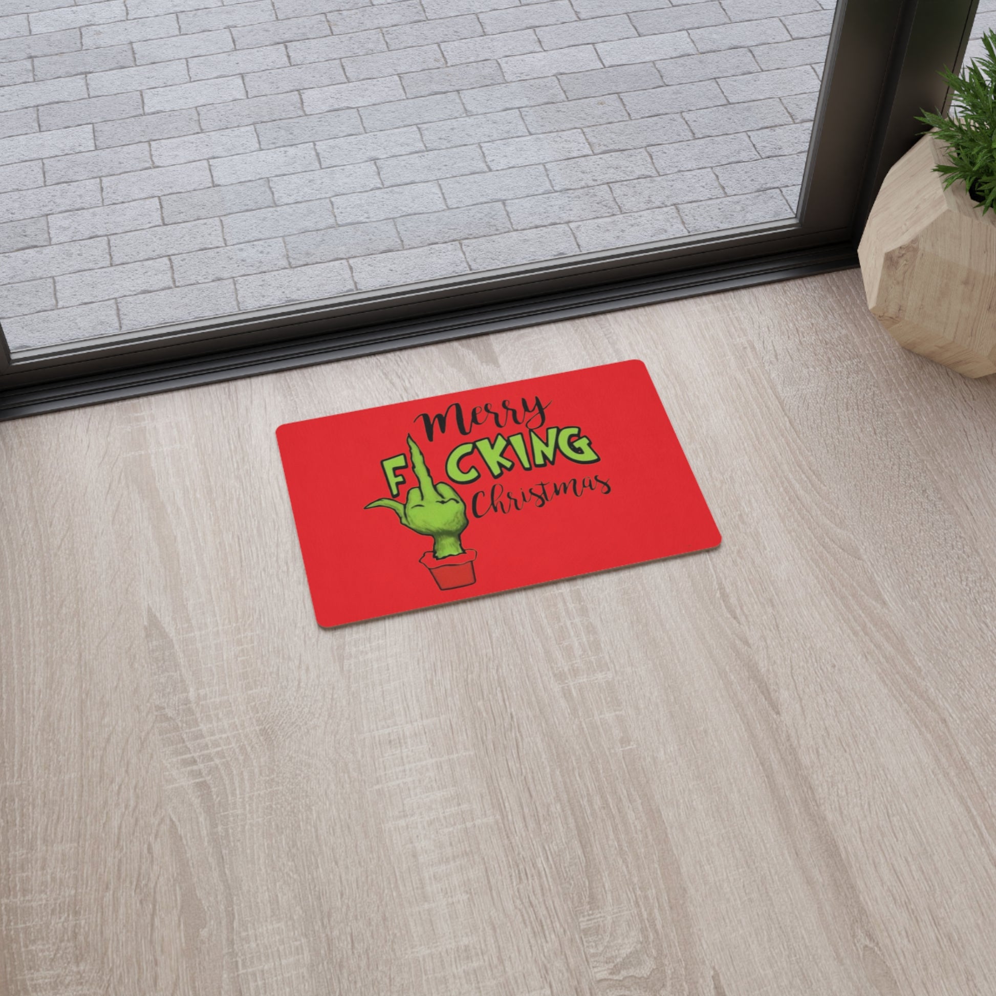 F!ck Christmas Floor Mat Printify