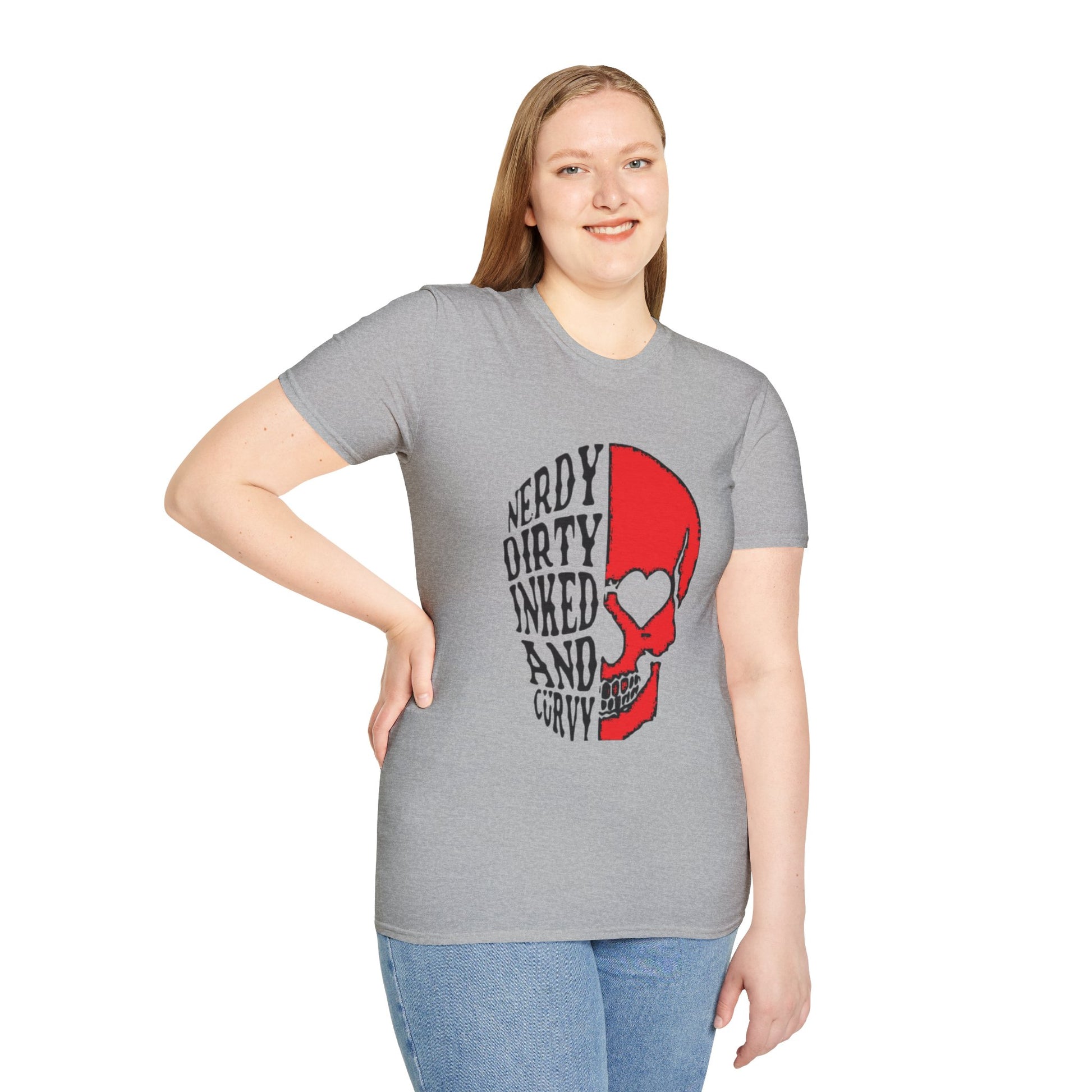 Nerdy, Dirty, Inked, and Curvy  T-Shirt Printify