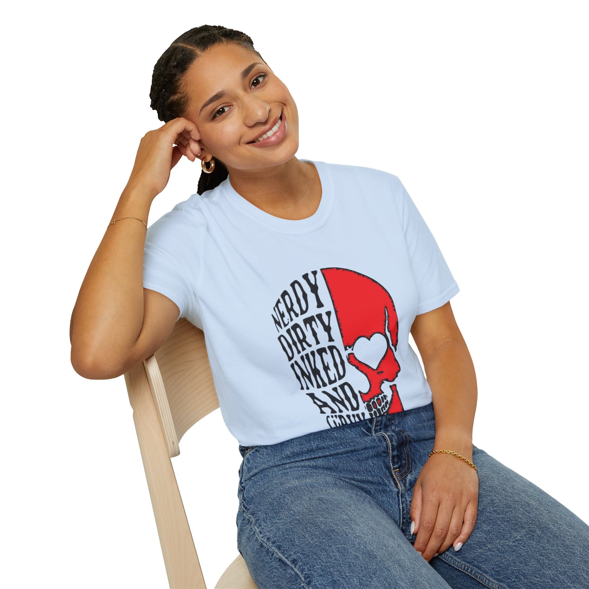 Nerdy, Dirty, Inked, and Curvy  T-Shirt Printify